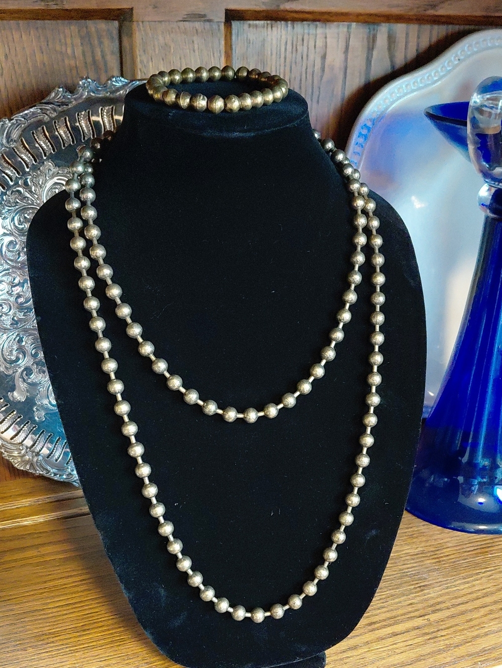 24 Inches Long Brass Ball-Bead Long Necklace - Women Jewelry